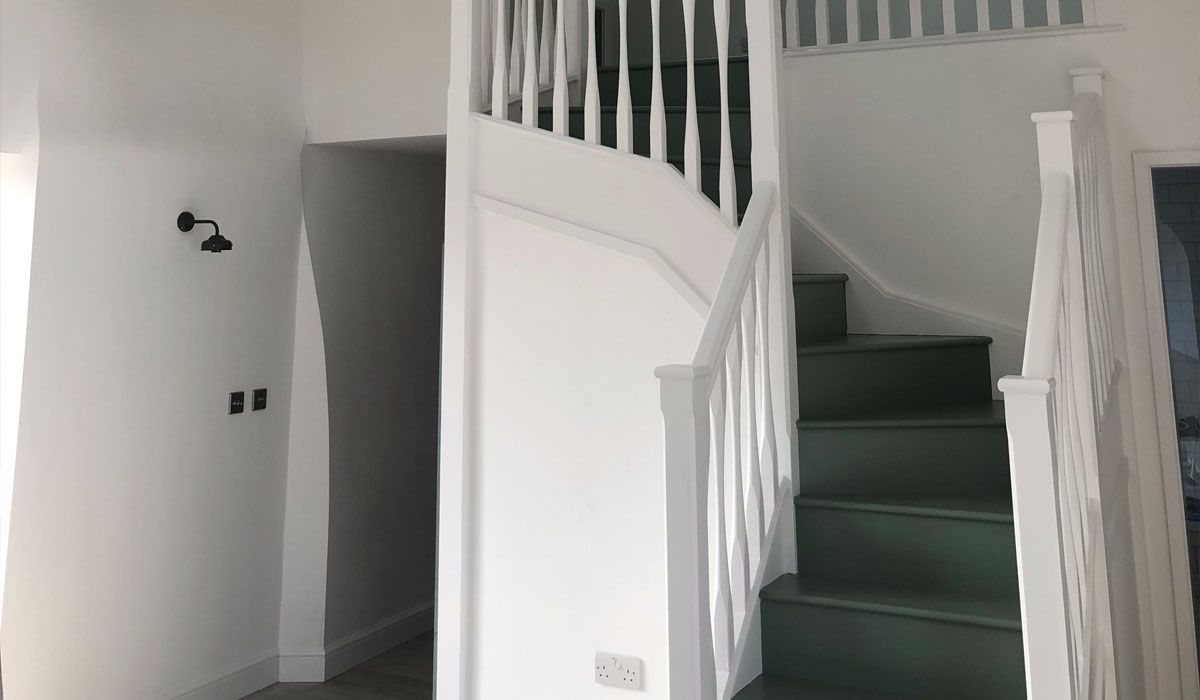 New painted wooden staircase