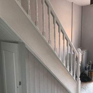 Newly painted wooden staircase